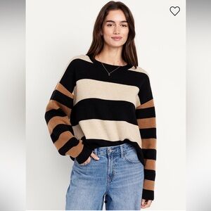 EUC Old Navy Size XXL- Striped Black and Tan Sweater